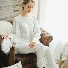 Осенняя Женская пижама с аппликацией в виде дворца и галстука-бабочки, домашний костюм с длинными рукавами, пижама принцессы из чистого хлопка, домашний костюм