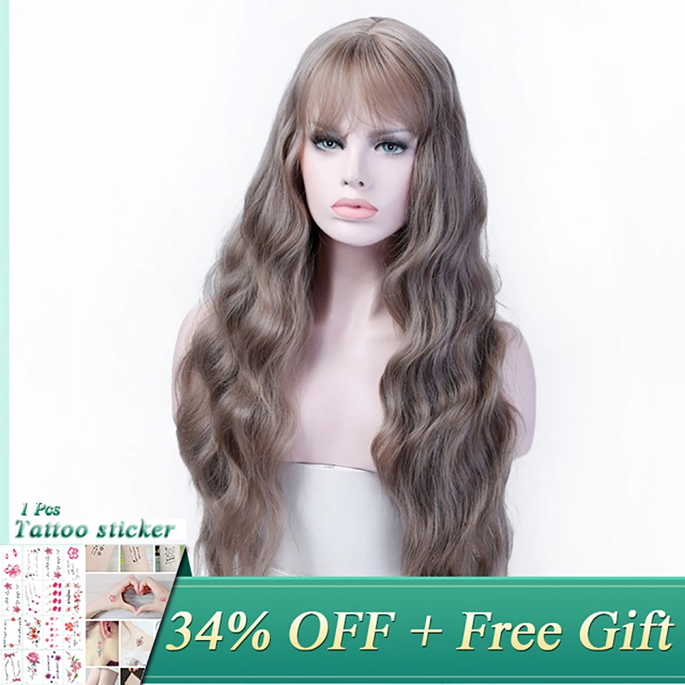 

Long Wavy Brown Wigs Heat Resistant Synthetic Female Wigs For Women Fake Hair Pieces AOSIWIG