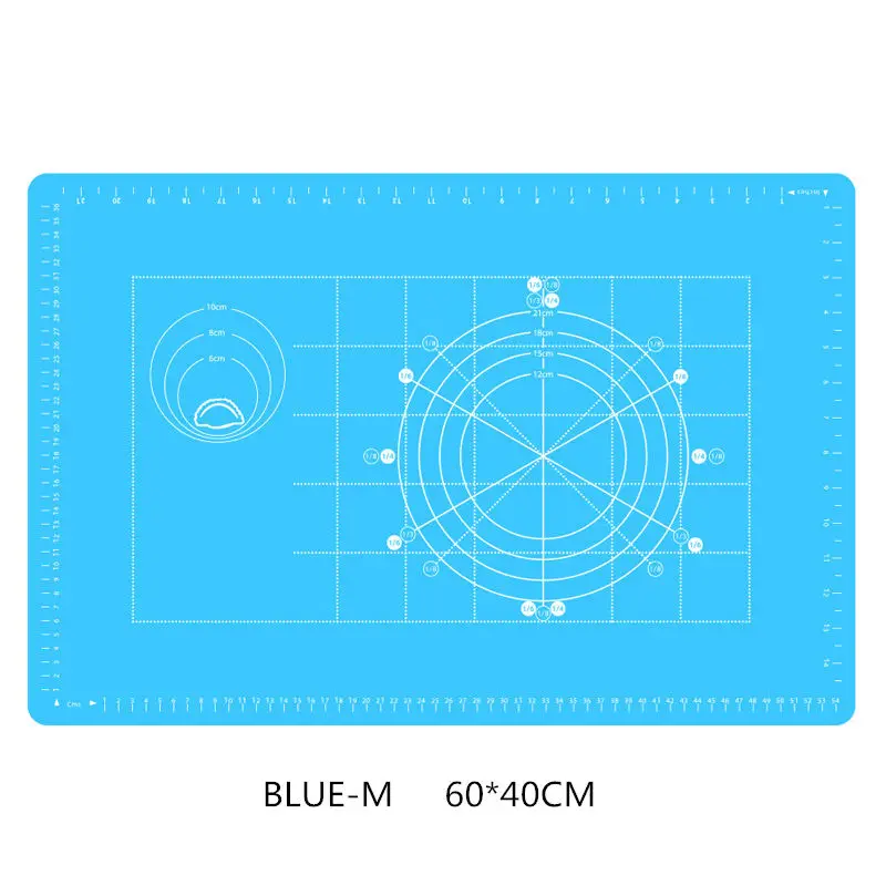 60*50(40) см силиконовый коврик для выпечки с антипригарным покрытием для приготовления теста для пиццы, подставка-держатель, инструменты для приготовления пищи, формы для выпечки, аксессуары для кухни - Цвет: BLUE-M