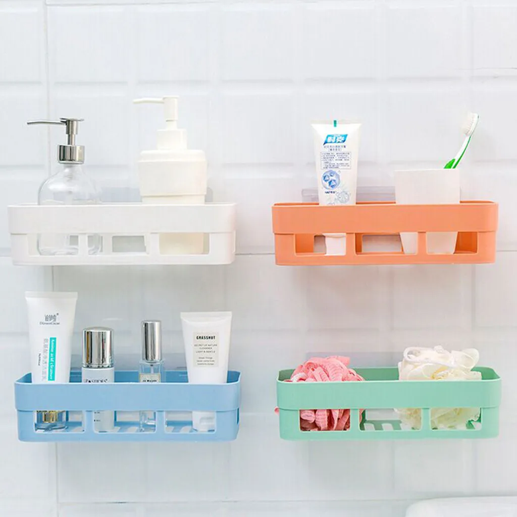 

Plastic Bathroom Kitchen Corner Storage Traceless Rack Organize Shower Shelf Corner Storage Rack Kitchen Sucker Organizer 6.6