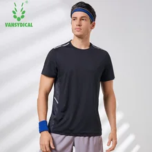 Vansydical спортивная рубашка для мужчин топы футболки для бега Мужская для спортзала Футболка спортивная одежда для фитнеса быстросохнущая Fit camiseta бегущий хомбр