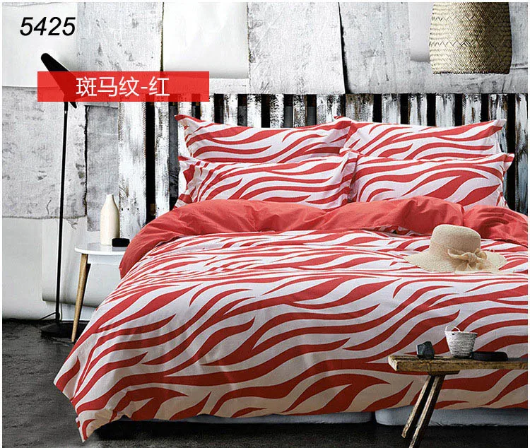 new designer red zebra bedding set 100 cotton twill 40s fabric bed
