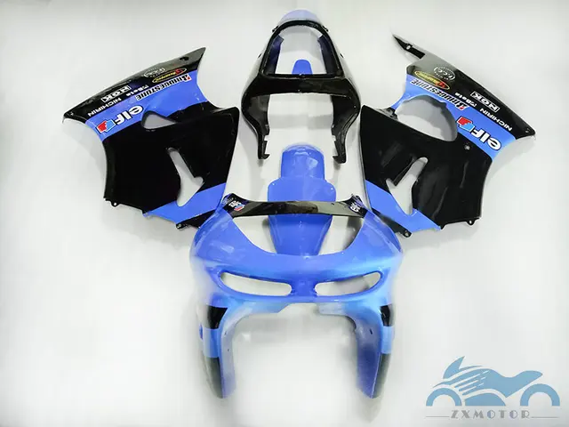 Kit de carenagem de motocicleta para kawasaki ninja zx6r 1998 e 1999, conjunto de peças de carenagem em plástico abs azul e preto para modelos zx, 6r, zx636, 98 2