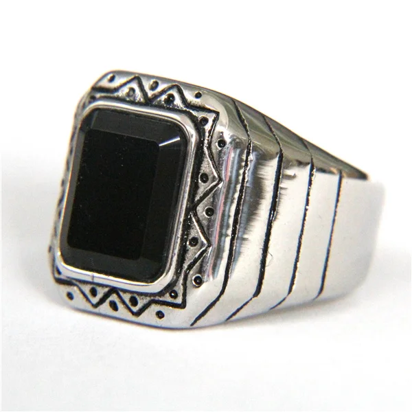 Мужское кольцо из нержавеющей стали 316L байкерское в стиле панк|ring 316l|stone ringblack stone