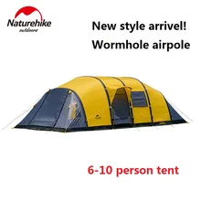 Naturehike factory sell Wormhole airpole 8 10 people Tent for Family team large camping tent one