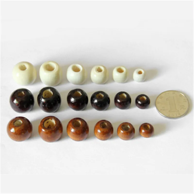 

Aclovex 100pcs/lot Loose Natural Wood Beads Fit Necklace Bracelet Big Large Hole Wooden Beads For DIY Jewelry Making Findings