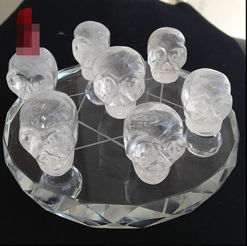 

Natural white crystal skull ornaments seven array