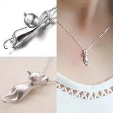 Best Cheap Silver Cat Pendant Necklace For Women