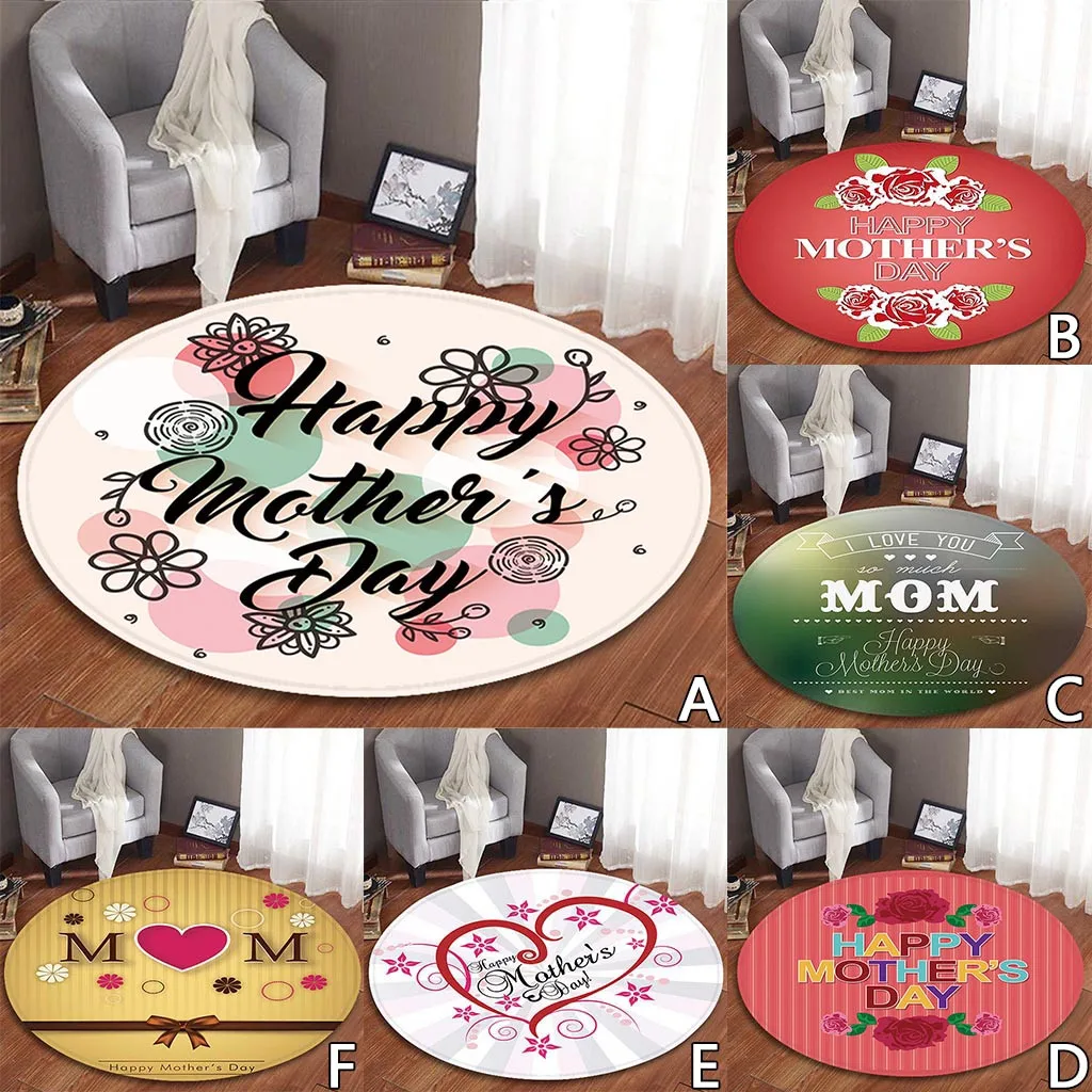

Happy Mother's Day Pattern Round Area Rug Coral FLeece Carpet 80cm living room rug alfombra tapis salon tapis dywan tapetes rug