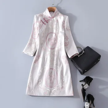 

Hot Sale New 2020 Spring Women's Fashion Slim Three Quarter Cheongsam Dress Female Elegant Pankou Retro Dress Vfemage Vestidos