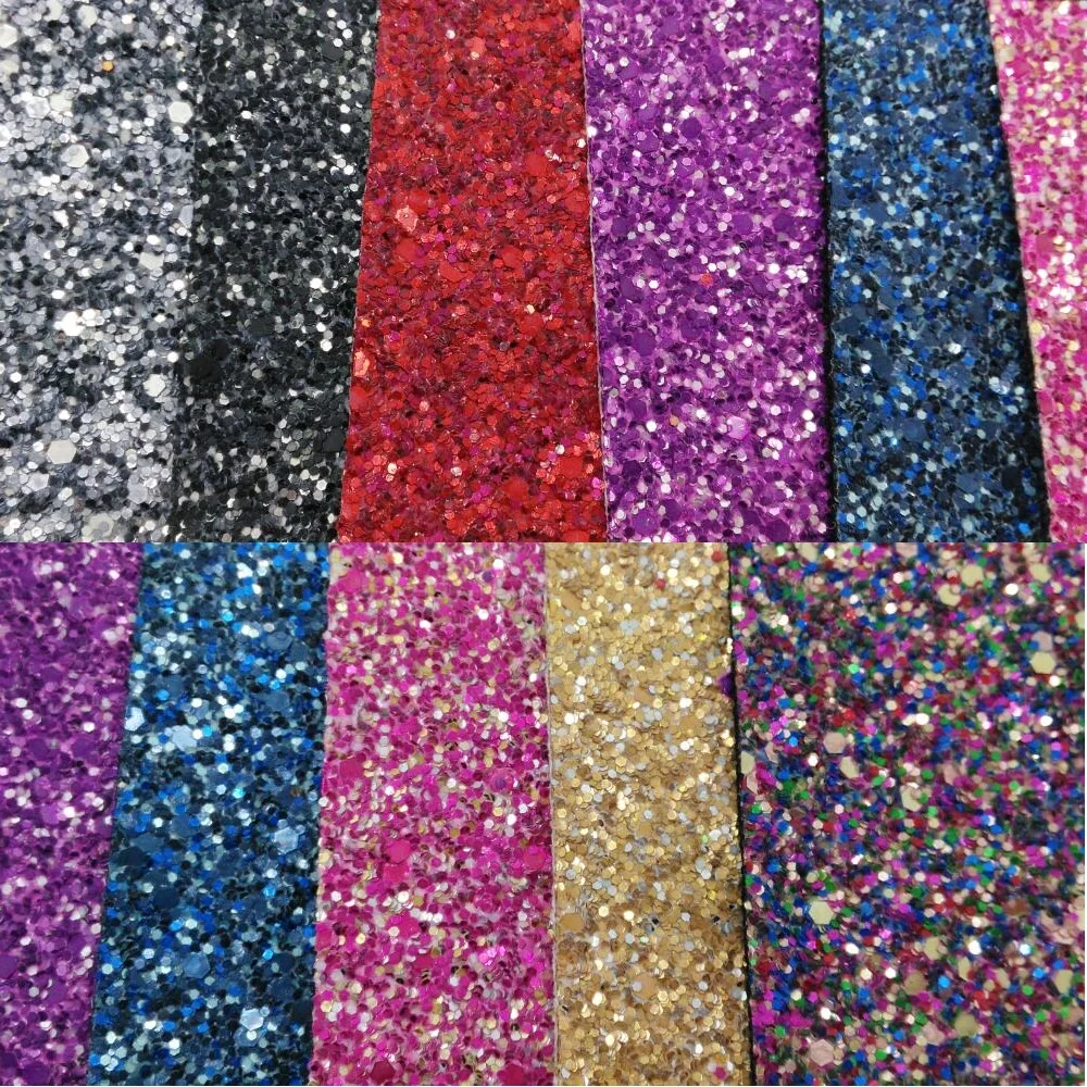 Colorful Chunky Glitter Leather Glitter Fabric with COTTON backing P283