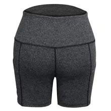 Женские шорты с карманом, повседневные, высокая талия, эластичные, дышащие, для йоги, спорта, бега, EDF88