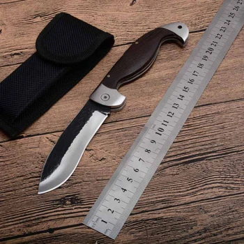 

Hot Selling Folding Knife 3Cr13Mov Blade Redwood steel Handle Hunting Survival Tactical Outdoor Camping Knife SDIYABEIZ