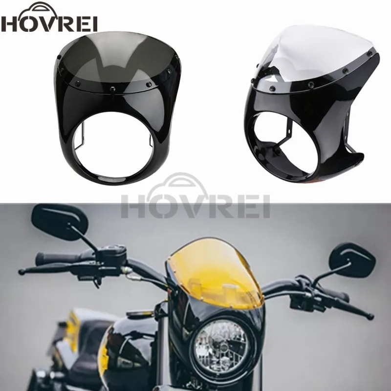 

7'' Headlight Retro Cafe Racer headlight Handlebar Fairing Windshield mount kits For Harley Touring Chopper Scooter Offroad