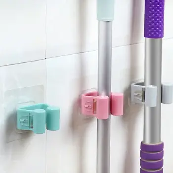 

Mop Holder Rack Wall-Mounted Type Storage Organizer Sundries Brush Broom Umbrella Hanger Hook Racks Bathroom Kitchen Tool