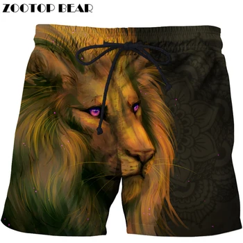 

Pink Eye Lion 3D Printed Board Shorts Elastic Waist Beach Shorts 2018 Summer Male Clothing Loose Homme Short Trousers Drop Ship