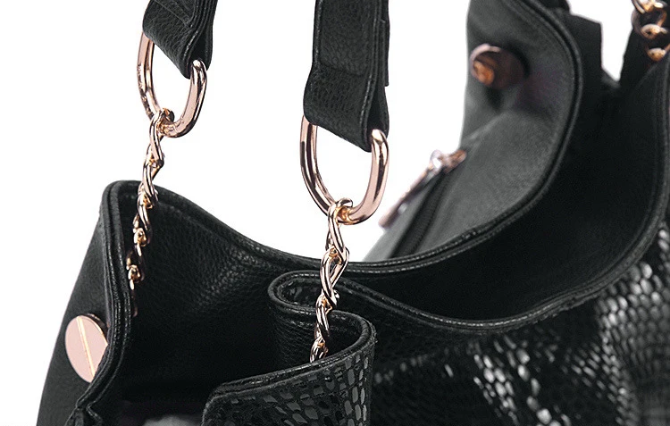 LUYO бренд натуральная кожа Змеиный Хобо женская черная сумка на плечо Bolsa Feminina Sac основной функциональный сумки