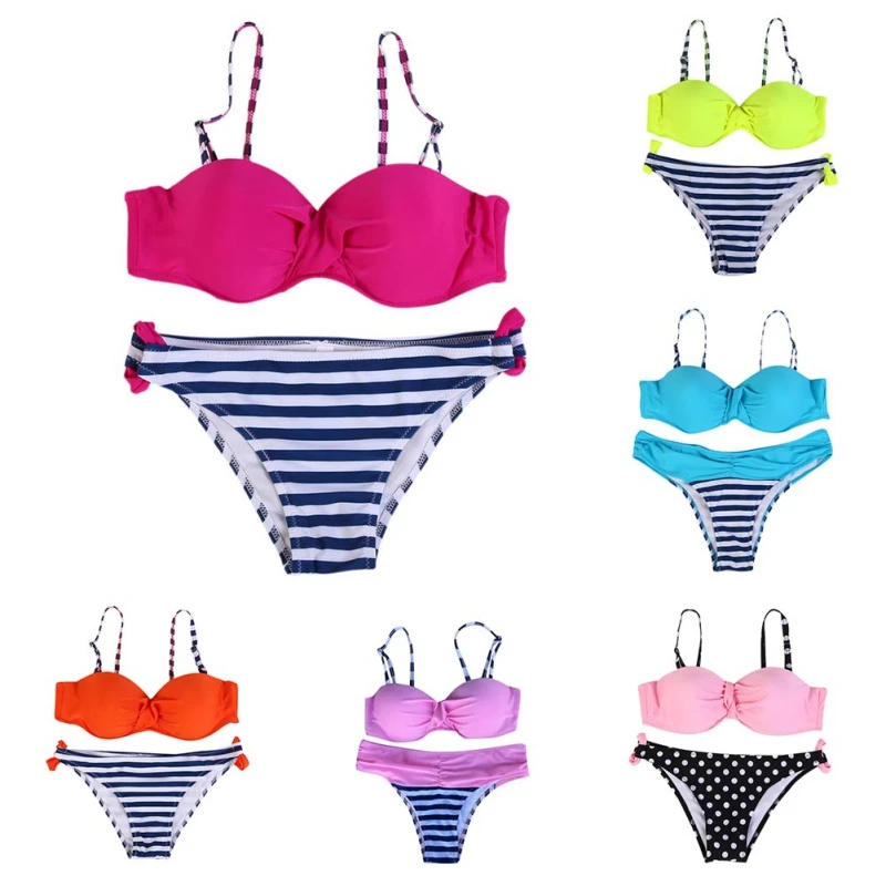 Summer Sexy Women Bikini Set Push Up Bra Swimwear Swimsuit Bathing Stripe Swimsuit 7 Colors Summer Sexy Women Bikini Set Push Up Bra Swimwear Swimsuit Bathing Stripe Swimsuit 7 Colors