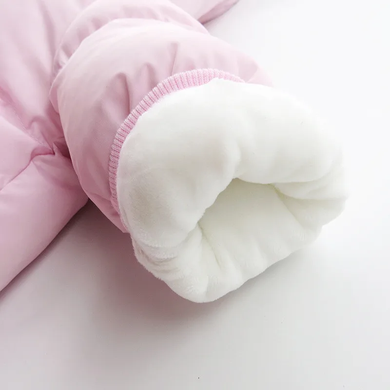 2017 Winter New Baby Girls Cute Pink Clothes Bebe Suitable Footies With Gloves with Hat Kids Cotton Down Zipper Outwear ---05