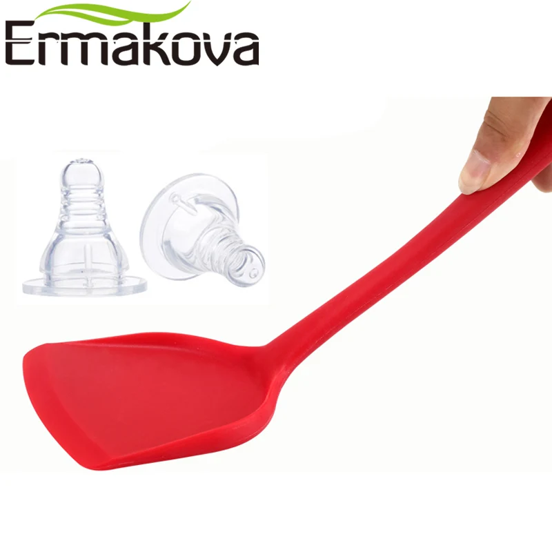ERMAKOVA 1 шт. антипригарная силиконовая лопатка термостойкая длинная ручка