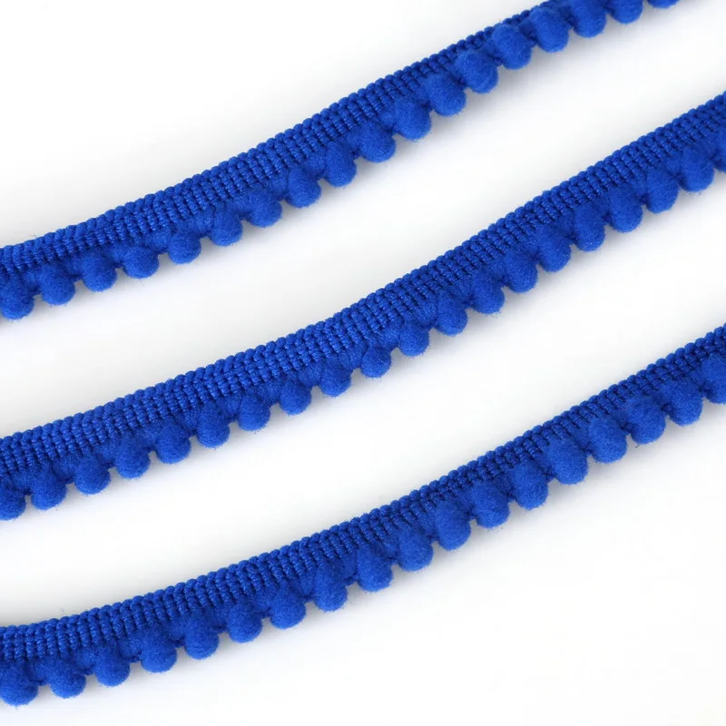 10MM/20MM Royal Blue Pom Pom Tassel Trim Ball Fringe Ribbon Lace Fabric