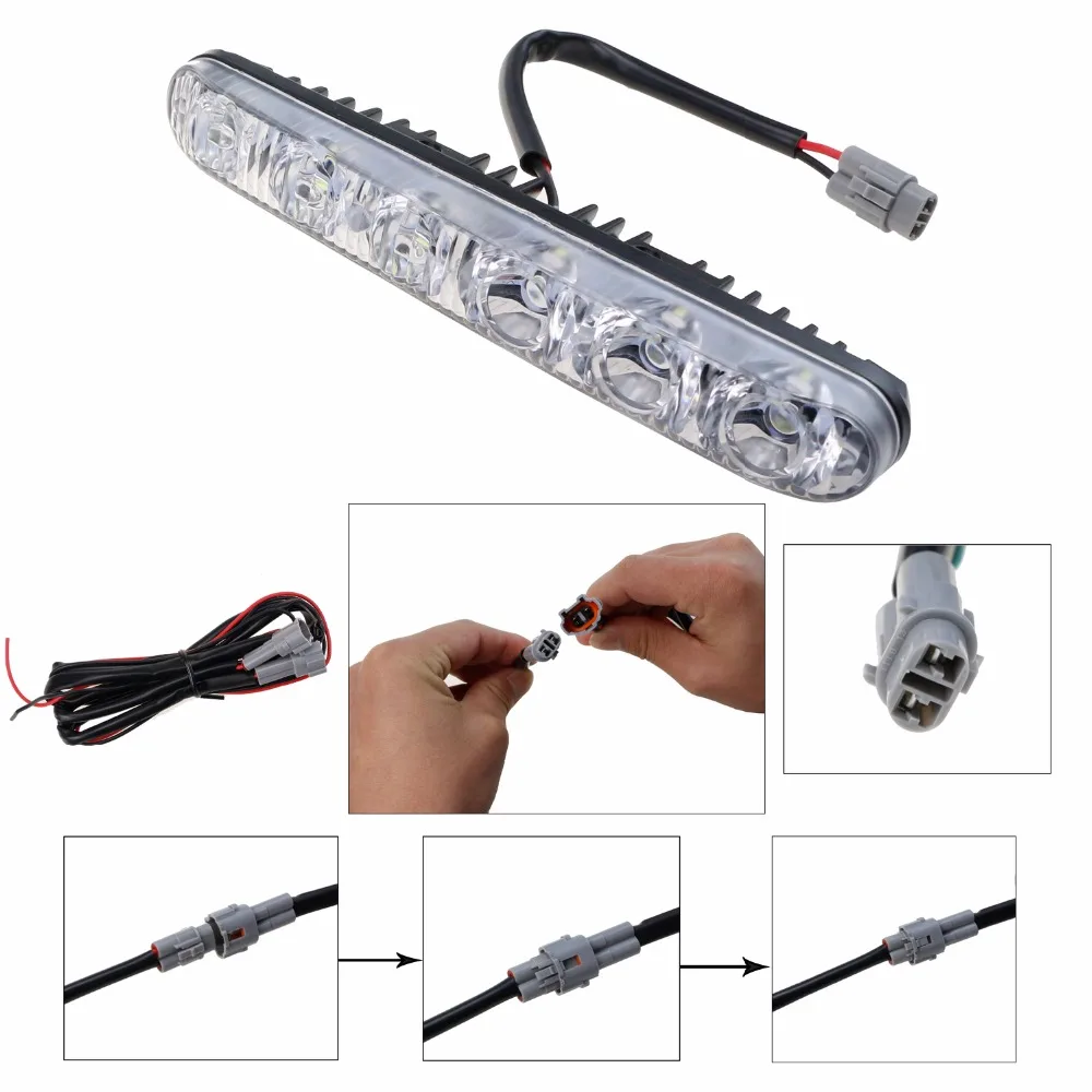 GEETANS 2 шт. 6LED DRL автомобильные Стайлинг Аксессуары светильник s Hi/Lo луч