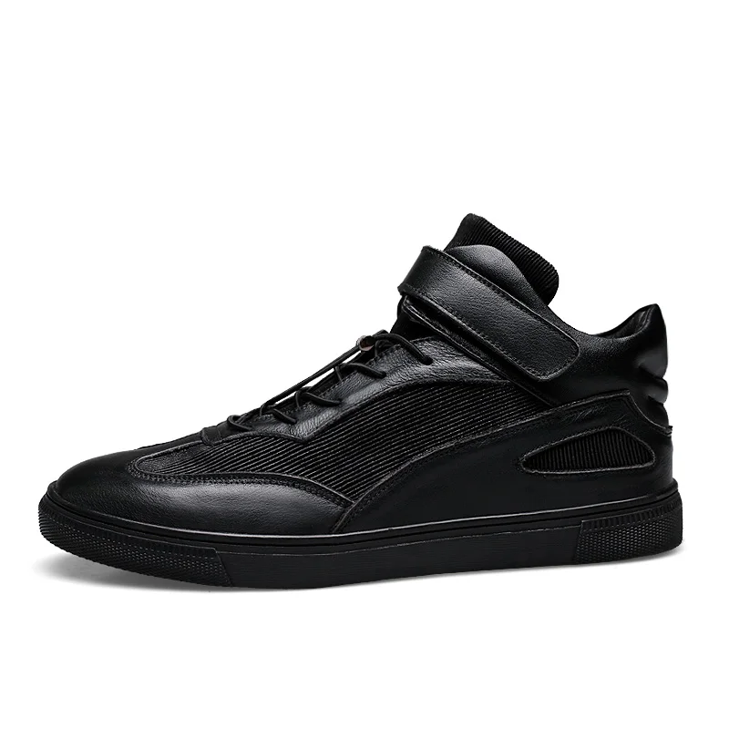 Occasionnels Design Deportivo Top Ramialali Véritable Sneakers Chaussures Calzado Mode Hommes Hombre Noir Cuir High De Confortable byY7f6g