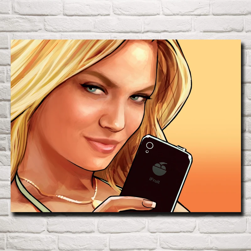 

FOOCAME Grand Theft Auto V Wall Art Silk Game Posters and Prints GTA 5 Decoration Pictures Living Room Modern Home Painting