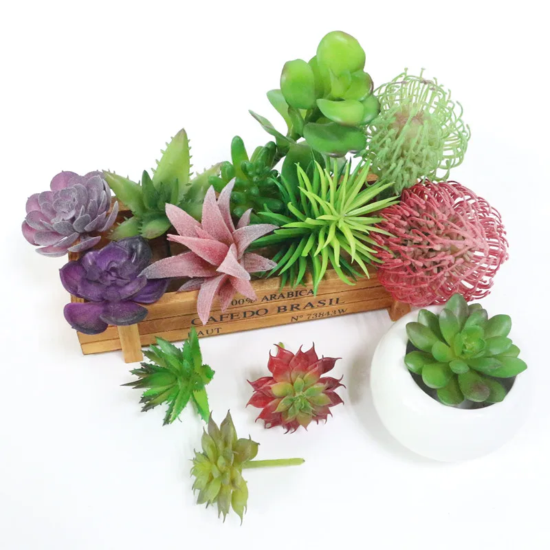 Flone High Quality Artificial Multi-layer Succulent Plant Mini Simulation Succulent Plant Green Plants Flowers Home Room Decor  (2)