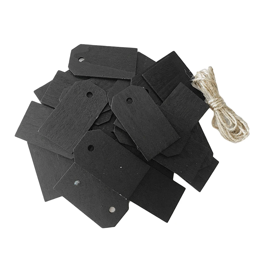 25 Pieces Blank Wood Wooden Gift Tags Blackboard Chalkboard Message Board