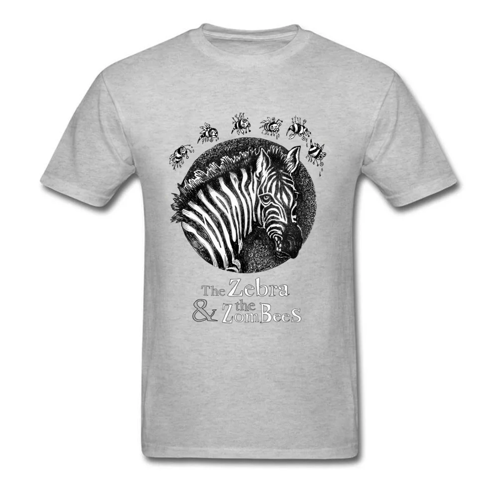 Summer Prevalent Man T-Shirt O Neck Short Sleeve 100% Cotton Fabric T Shirt Casual Tops T Shirt Top Quality Zombie Zebra and the ZomBeeS by dotsofpaint grey
