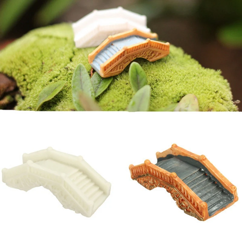 1Pcs New Micro Landscape Wooden Bridge Resin Ornament Scenery bonsai