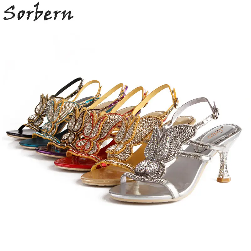 

2018 New Arrive Women Crystal Sandals Buckle Strap 8CM Heels Butterfly Bridal Wedding Shoes Sexy Sandalias Mujer Hot Sale Shoes