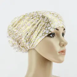 Для женщин цветок мусульманской волосы шапка-тюрбан шляпа большой эластичный с цветочным принтом головы Обёрточная бумага твердая Цвет
