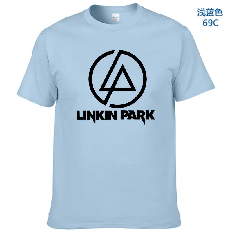 Летняя модная мужская футболка Lincoln LINKIN Park, хлопковая брендовая одежда Linkin, короткие топы, футболки - Цвет: Light Blue-B