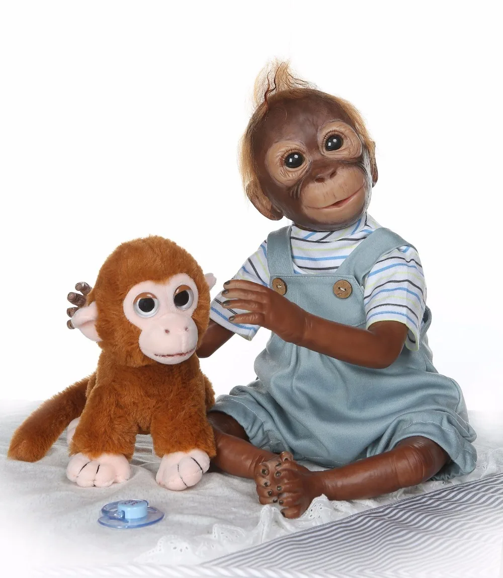 

New Style 21 Inch Monkey Baby Doll Toys Macaco Cloth Body Silicone 52cm Soft Realistic Reborn Dolls Apes Children Gift