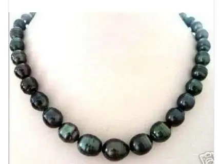 

NEW NATURAL 9-10MM TAHITIAN RICE BLACK PEARL NECKLACE AA 17inch LONG Lovely Women's Wedding Jewelry Pretty!