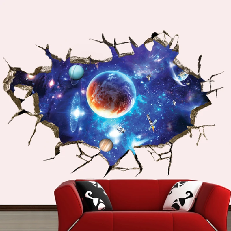 1 шт. 3D Galaxy Out Space Planet для мальчиков виниловые наклейки на стену декор