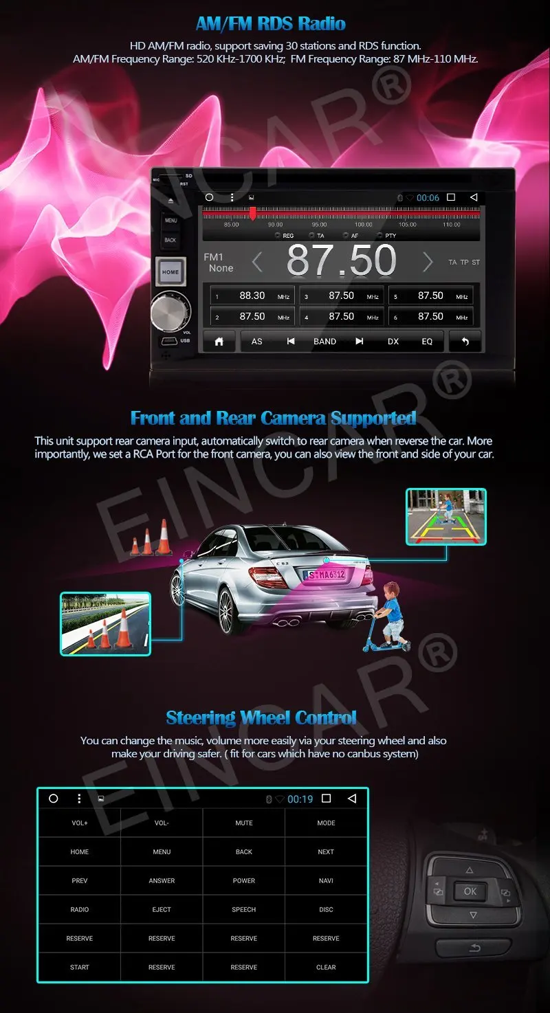 Clearance Latest Android 6.0 Double din Car DVD Player GPS Navigation Autoradio Bluetooth Radio Stereo 6.2