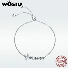 WOSTU, новинка, 925 пробы, серебряный, с надписью Love Forever, алфавит, женский браслет на цепочке, регулируемые серебряные ювелирные изделия, DXB042