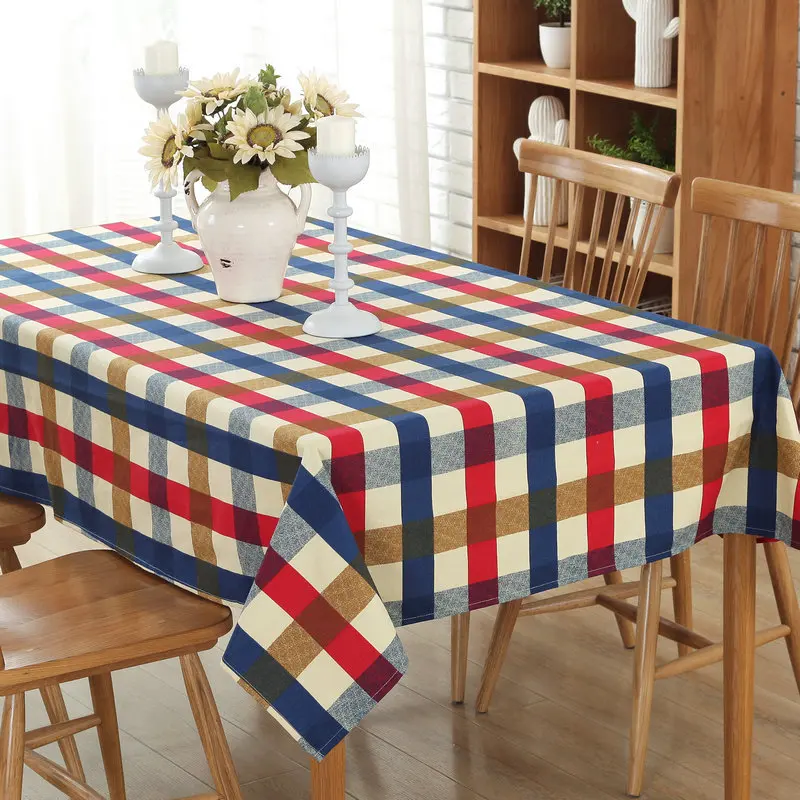 High Quality Cotton Plaid Table Cloth European White