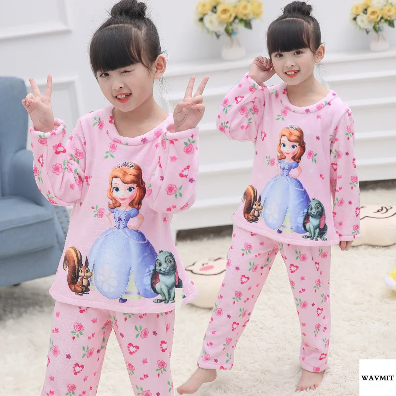 

New Arrivals 2018 WAVMIT Thick Warm Pajamas Children Pajamas Set Baby Long Sleeved Sleepwear Girls Nightwear Clothing Kids Pant
