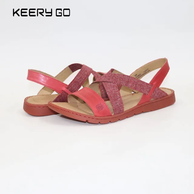 New head layer of cowhide flat bottomed lady sandals with relaxed and comfortable fashion Women's sandals Comfortable sandals