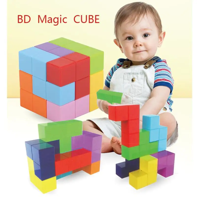 

Toy Magnetic Cube Building Blocks 3D Magnet Tile 7Pcs Set Puzzle Speed Cube with 54pcs Guide Cards IntelligenceToys For Children