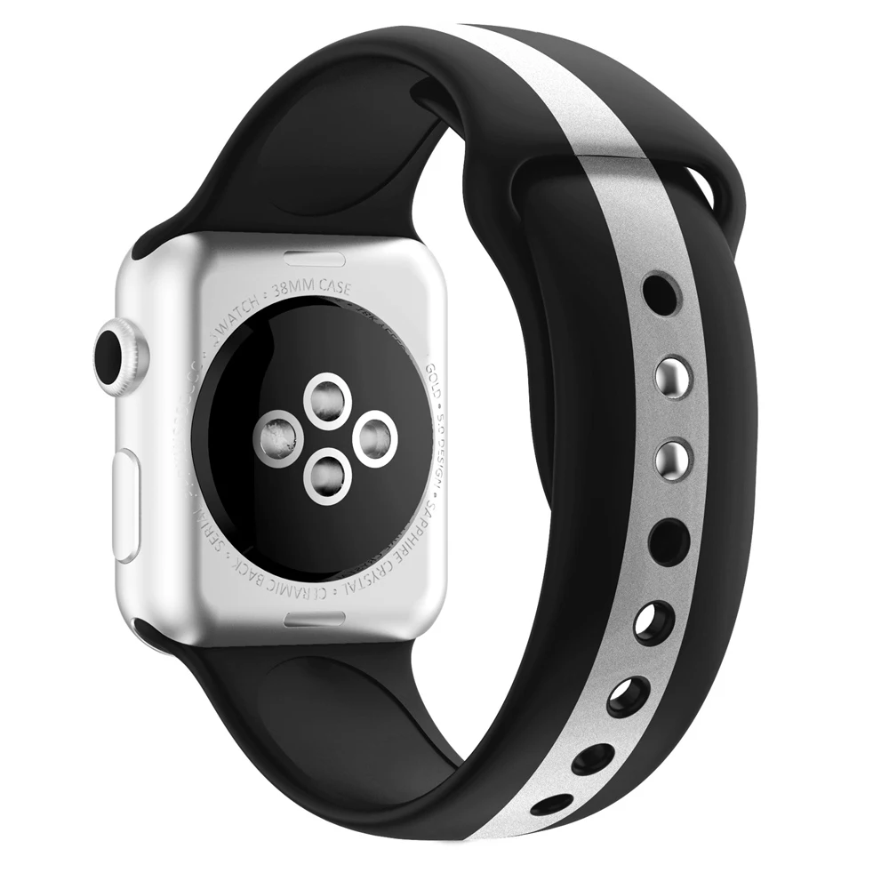 Цветной мягкий силиконовый сменный спортивный ремешок для Apple Watch 38 мм/42 мм/40 мм/44 мм наручный браслет iWatch Series 1 2 3 4 5