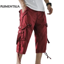Мужские шорты-карго Pui tiua, повседневные, для тренировок, летние, свободные, с несколькими карманами, мужские спортивные хлопковые Саржевые брюки