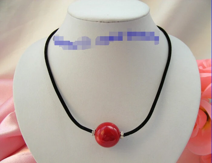 

shippingstunning big 22mm round red crude coral necklace g580