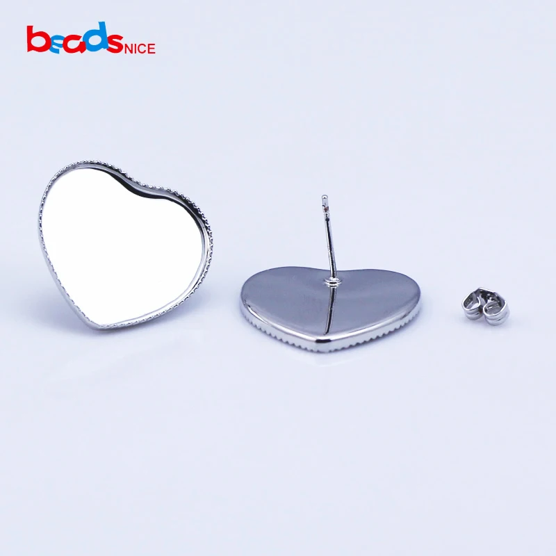 

Beadsnice stud earring heart base earclip base with glue cabochon earrings blank mix color for elegant design earring