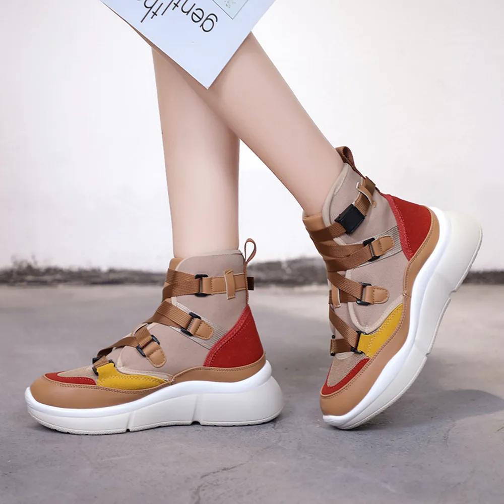 

2018 female shoes platformhigh top sneakers women Leisure Sport Shoes Thick Bottom Buckle Strap Sneakers zapatos de mujer #7