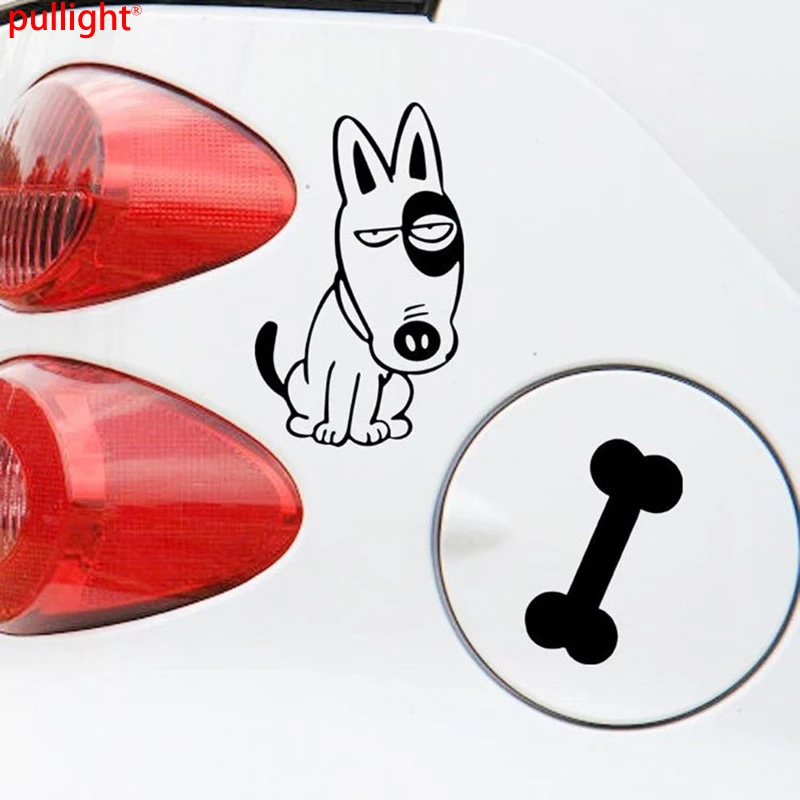 Funny Bull Terrier Dog &amp Bone Fuel Tank Car Sticker | Cool Puppy Pet Decal Автомобили и мотоциклы